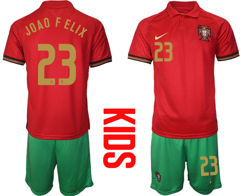 2021 European Cup Portugal home Youth #23 soccer jerseys->youth soccer jersey->Youth Jersey